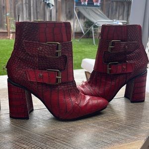 Freebird Joey Bootie, Red Snakeskin.